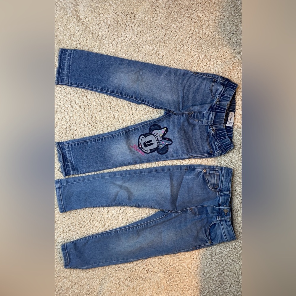 Disney Kids Blue Jeans with Minnie Mouse Design and Zara